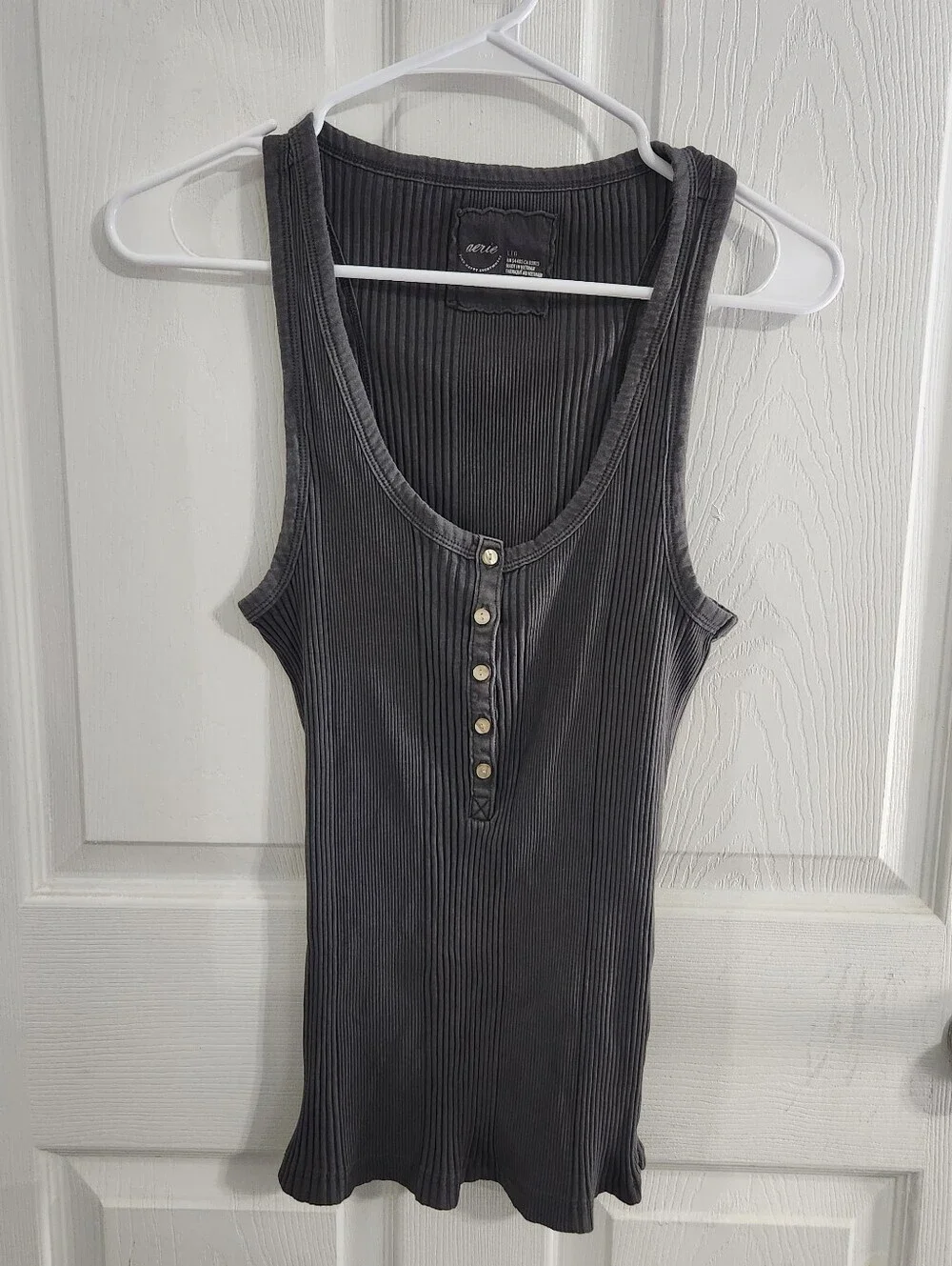 Aerie tank tops set of 2 Large minimalist basic staple stretch black Gray